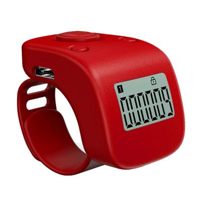 Mini Digital LCD Electronic Finger Ring Hand Tally Counter Rechargable Finger Counter Rechargeable Silent Finger Counter for Prayer Knitting Sports Gift, Red, 3.4X3CM, L22X4T3Y3811ITRDUTJK
