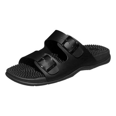 Revs - Lochy - Mens Double Strap Reflexology Massage Sandals, Black US10