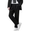 Casual Suit Pants for Men Elastic Waist Classic Fit Straight Leg Trousers Summer Flat-Front Loose Work Dress Pants Pockets Black view 1