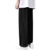 Casual Suit Pants for Men Elastic Waist Classic Fit Straight Leg Trousers Summer Flat-Front Loose Work Dress Pants Pockets Black view 3