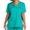 Custom Emroidered Scrub Top Add Your Embroidery Text Name Unisex Workflex V-Neck Medical Scrub Shirt Teal Blue view 1