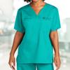 Custom Emroidered Scrub Top Add Your Embroidery Text Name Unisex Workflex V-Neck Medical Scrub Shirt Teal Blue view 4