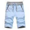 Mens Linen Shorts Casual Summer Stretch Elastic Waist Drawstring Beach Shorts Classic Fit Cotton Short Pant with Pockets Blue view 1
