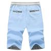 Mens Linen Shorts Casual Summer Stretch Elastic Waist Drawstring Beach Shorts Classic Fit Cotton Short Pant with Pockets Blue view 2