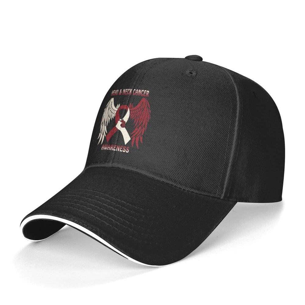 Head & Neck Cancer Awareness Hats for Men Women Adjustable Dad Fishing Hat Trucker Baseball Cap for Running Outdoor Activities Casual Sports Sun Hat Black