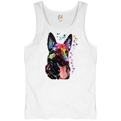 Dean Russo German Shepherd Tank Top Colorful Dog Best Friend Men's Top White Small