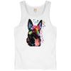 Dean Russo German Shepherd Tank Top Colorful Dog Best Friend Men's Top White Small view 1
