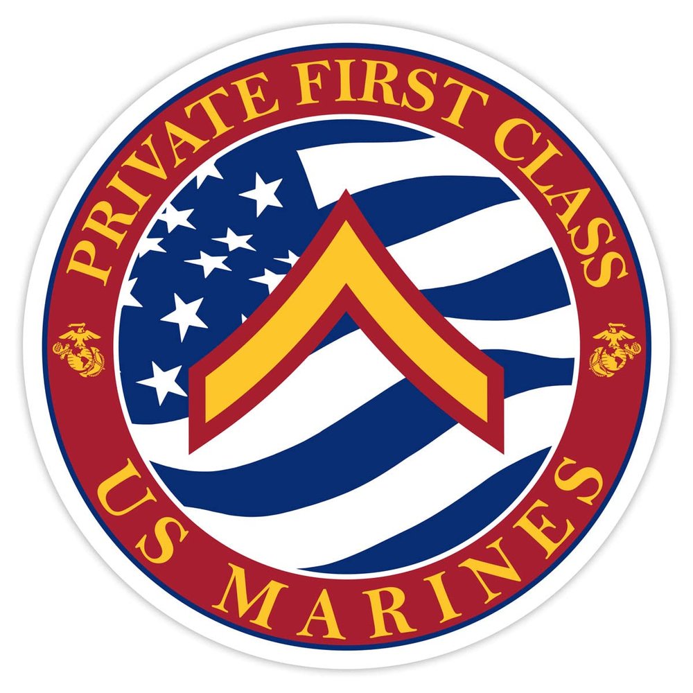 7.62 Design E-2 Private First Class 3.5" U.S. Marine Corps Rank Decal