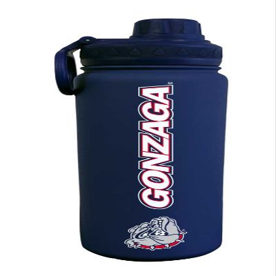 Campus Colors NCAA Stainless Steel Water Bottle - Twist on cap - 24 oz - Carry Clip - Keeps Your Drinks Hot or Cold for Hours (Gonzaga Bulldogs - Navy)