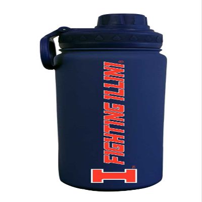 Campus Colors NCAA Stainless Steel Water Bottle - Twist on cap - 24 oz - Carry Clip - Keeps Your Drinks Hot or Cold for Hours (Illinois Fighting Illini - Navy)