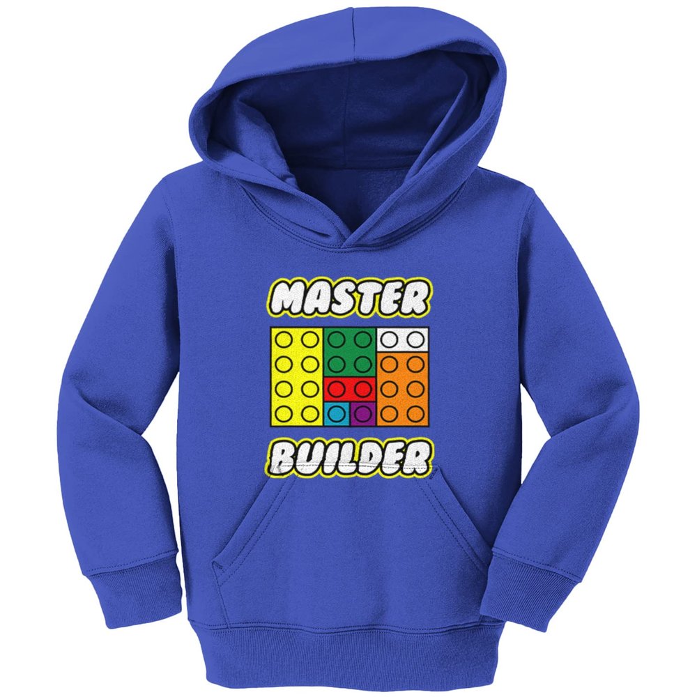 Haase Unlimited Master Builder - Build Blocks Toddler/Youth Fleece Hoodie (Royal Blue, Small (Youth))