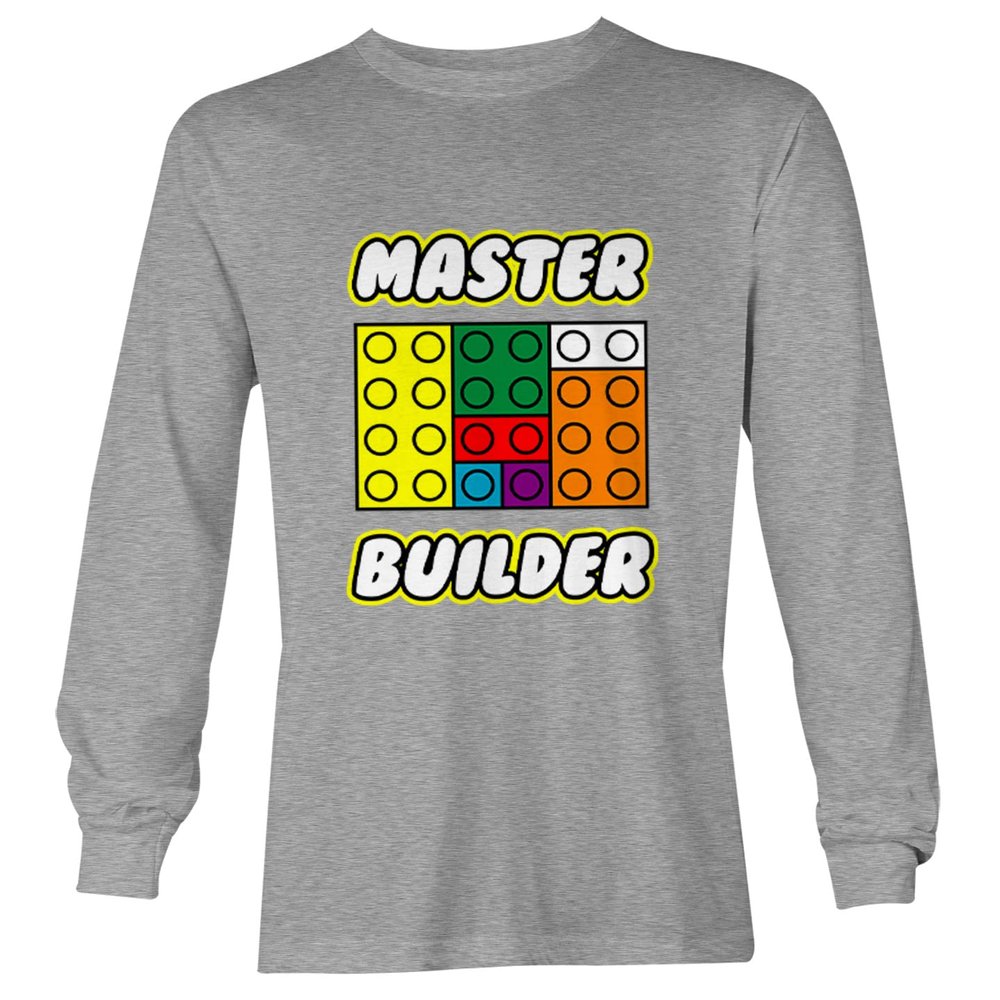 Master Builder - Build Blocks Long Sleeve Youth Shirt (Light Gray - Long Sleeve, X-Large)