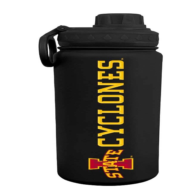 Campus Colors NCAA Stainless Steel Water Bottle - Twist on cap - 24 oz - Carry Clip - Keeps Your Drinks Hot or Cold for Hours (Iowa State Cyclones - Black)