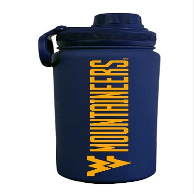 Campus Colors NCAA Stainless Steel Water Bottle - Twist on cap - 24 oz - Carry Clip - Keeps Your Drinks Hot or Cold for Hours (West Virginia Mountaineers - Navy)