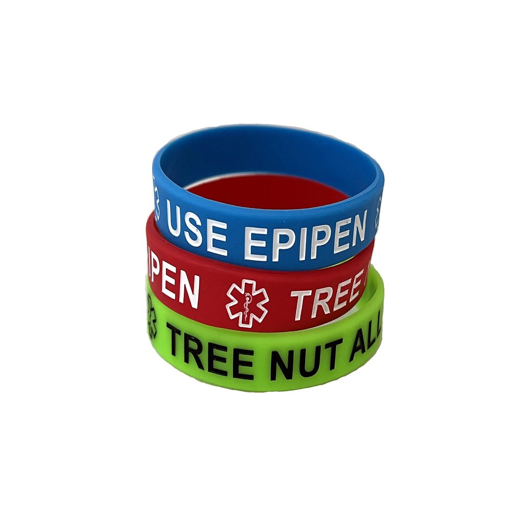 Tree Nut Allergy Silicone Medical Bracelets Size XS 7" (Lot of 3)