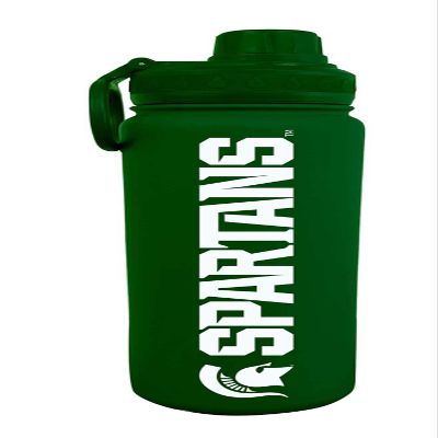 Campus Colors NCAA Stainless Steel Water Bottle - Twist on cap - 24 oz - Carry Clip - Keeps Your Drinks Hot or Cold for Hours (Michigan State Spartans - Green)