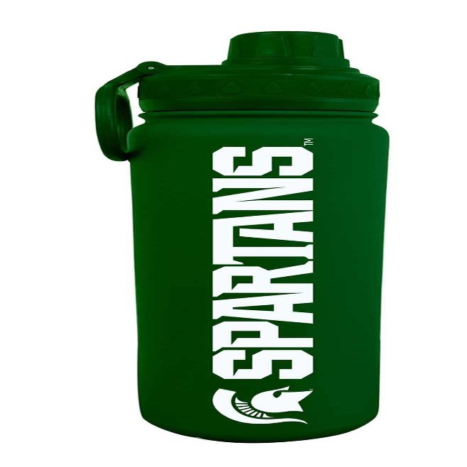 Campus Colors NCAA Stainless Steel Water Bottle - Twist on cap - 24 oz - Carry Clip - Keeps Your Drinks Hot or Cold for Hours (Michigan State Spartans - Green)