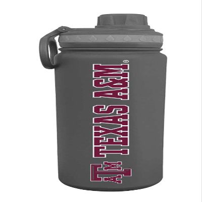 Campus Colors NCAA Stainless Steel Water Bottle - Twist on cap - 24 oz - Carry Clip - Keeps Your Drinks Hot or Cold for Hours (Texas A&M Aggies - Sport Gray)