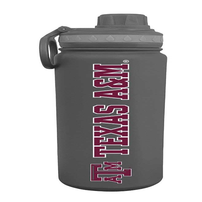 Campus Colors NCAA Stainless Steel Water Bottle - Twist on cap - 24 oz - Carry Clip - Keeps Your Drinks Hot or Cold for Hours (Texas A&M Aggies - Sport Gray)