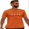 3X-Large Orange Unisex Barbell Heartbeat Weightlifting Gym Workout Gift Idea T-Shirt view 1