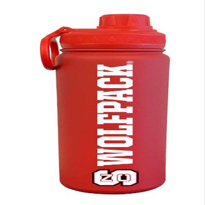 Campus Colors NCAA Stainless Steel Water Bottle - Twist on cap - 24 oz - Carry Clip - Keeps Your Drinks Hot or Cold for Hours (NC State Wolfpack - Red)