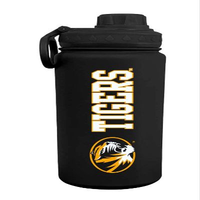 Campus Colors NCAA Stainless Steel Water Bottle - Twist on cap - 24 oz - Carry Clip - Keeps Your Drinks Hot or Cold for Hours (Missouri Tigers - Black)