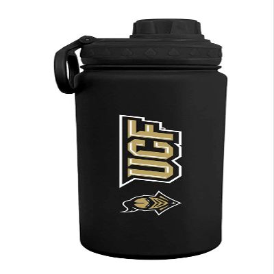 Campus Colors NCAA Stainless Steel Water Bottle - Twist on cap - 24 oz - Carry Clip - Keeps Your Drinks Hot or Cold for Hours (Central Florida Knights - Black)