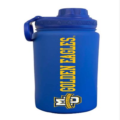 Campus Colors NCAA Stainless Steel Water Bottle - Twist on cap - 24 oz - Carry Clip - Keeps Your Drinks Hot or Cold for Hours (Marquette Golden Eagles - Royal)