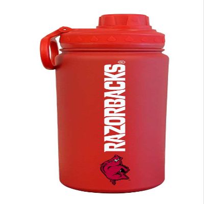 Campus Colors NCAA Stainless Steel Water Bottle - Twist on cap - 24 oz - Carry Clip - Keeps Your Drinks Hot or Cold for Hours (Arkansas Razorbacks - Cardinal)