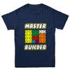 Master Builder - Build Blocks Youth T-Shirt (Navy Blue, Small) view 1