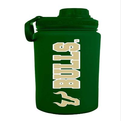Campus Colors NCAA Stainless Steel Water Bottle - Twist on cap - 24 oz - Carry Clip - Keeps Your Drinks Hot or Cold for Hours (USF Bulls - Green)
