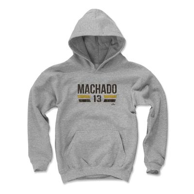 500 LEVEL Manny Machado Youth Sweatshirt (Youth Hoodie, Medium, Gray) - Manny Machado San Diego Font