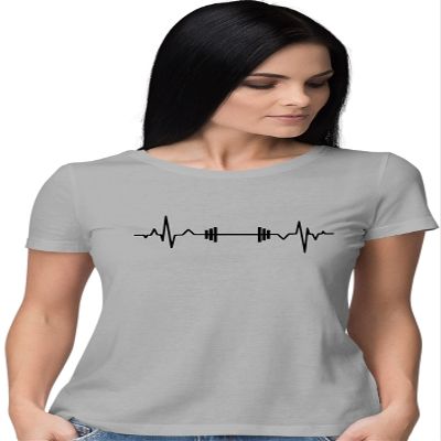 XX-Large Athletic Heather Women Barbell Heartbeat Weightlifting Gym Workout Gift Idea T-Shirt