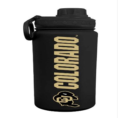 Campus Colors NCAA Stainless Steel Water Bottle - Twist on cap - 24 oz - Carry Clip - Keeps Your Drinks Hot or Cold for Hours (Colorado Buffaloes - Black)