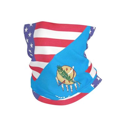 American Oklahoma Flag Neck Gaiter Face Mask, Sun Dust Protection Neck Wraps Balaclava, Reusable Masks Scarf Bandana Multicolor