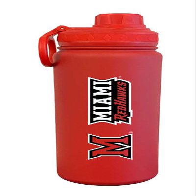 Campus Colors NCAA Stainless Steel Water Bottle - Twist on cap - 24 oz - Carry Clip - Keeps Your Drinks Hot or Cold for Hours (Miami Redhawks - Red)