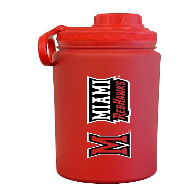 Campus Colors NCAA Stainless Steel Water Bottle - Twist on cap - 24 oz - Carry Clip - Keeps Your Drinks Hot or Cold for Hours (Miami Redhawks - Red)