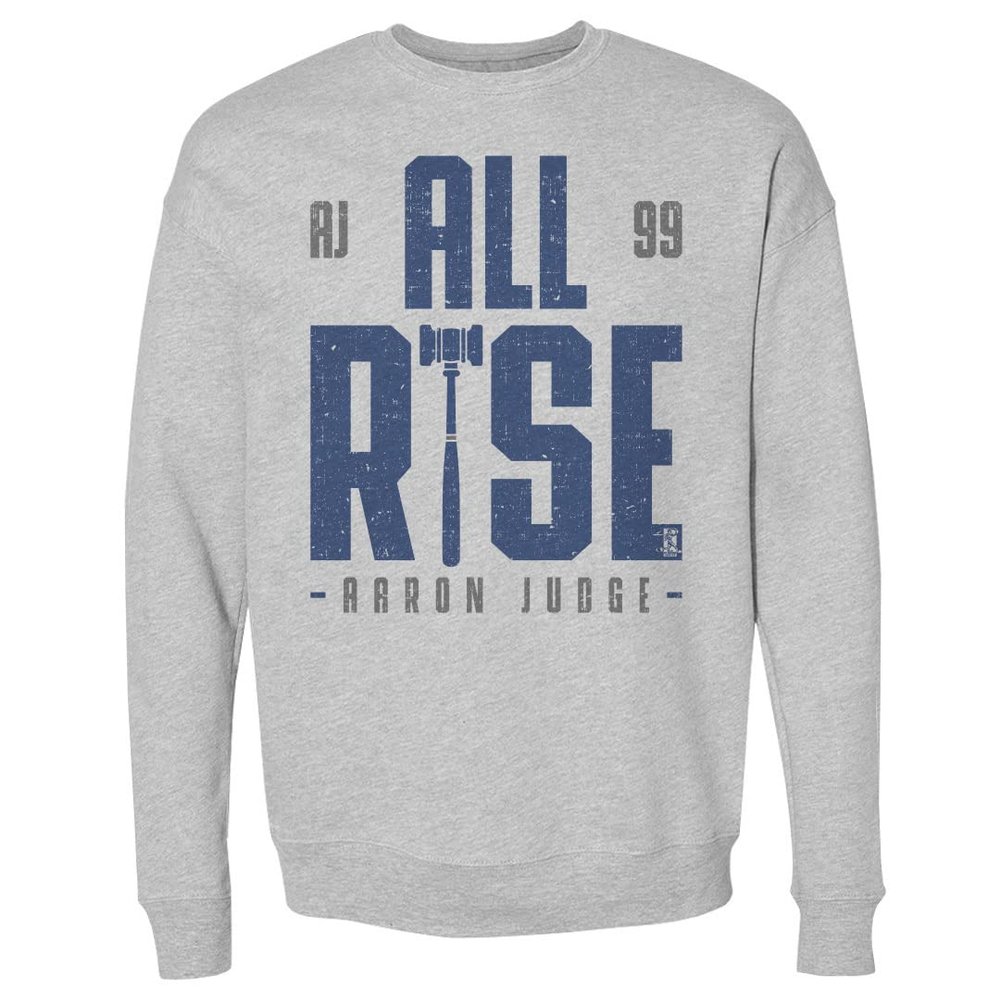 500 LEVEL Aaron Judge Sweatshirt (Crew Sweatshirt, XX-Large, Heather Gray) - Aaron Judge Rise B