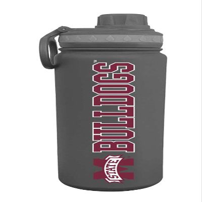 Campus Colors NCAA Stainless Steel Water Bottle - Twist on cap - 24 oz - Carry Clip - Keeps Your Drinks Hot or Cold for Hours (Mississippi State Bulldogs - Sport Gray)