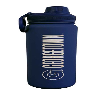 Campus Colors NCAA Stainless Steel Water Bottle - Twist on cap - 24 oz - Carry Clip - Keeps Your Drinks Hot or Cold for Hours (Georgetown Hoyas - Navy)