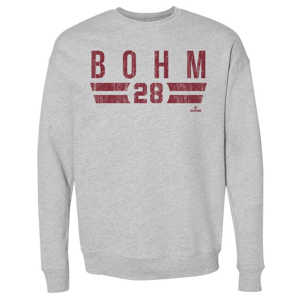 500 LEVEL Alec Bohm Sweatshirt (Crew Sweatshirt, XX-Large, Heather Gray) - Alec Bohm Philadelphia Font