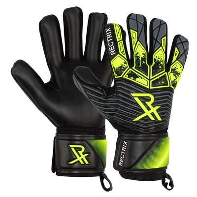Rectrix Bold Goalkeeper Gloves - Fingersave Protection - German Latex - Negative Cut - Youth & Adult Sizes - for Soccer (Yellow, 8)