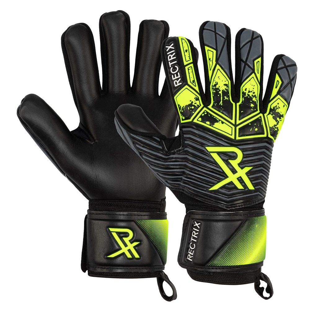 Rectrix Bold Goalkeeper Gloves - Fingersave Protection - German Latex - Negative Cut - Youth & Adult Sizes - for Soccer (Yellow, 8)