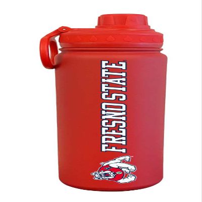 Campus Colors NCAA Stainless Steel Water Bottle - Twist on cap - 24 oz - Carry Clip - Keeps Your Drinks Hot or Cold for Hours (Fresno State Bulldogs - Red)