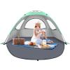 YITGOG Beach Tent Sun Shelter for 3-4 Person, Baby Beach Tent with UV Protection, 3 Mesh Roll Up Windows & 8.0mm Fiberglass, Easy Assemble (Green) view 1