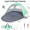 YITGOG Beach Tent Sun Shelter for 3-4 Person, Baby Beach Tent with UV Protection, 3 Mesh Roll Up Windows & 8.0mm Fiberglass, Easy Assemble (Green) view 2