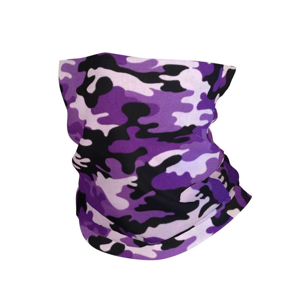 Summer Face Mask Breathable Sun Protection Purple Camouflage Neck Gaiter for Fishing Hiking Camping Outdoors Versatile Headwrap