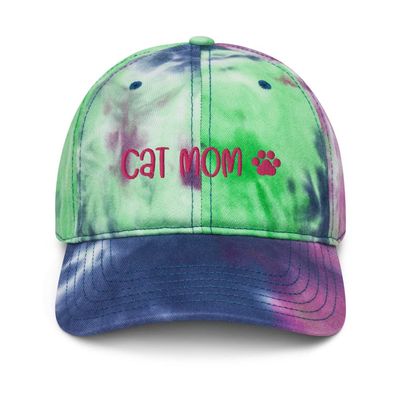 Cat mom hat, Pink Embroidered hat, cat mom Gifts for Women, cat mom Hats for Women, Tie dye hat.