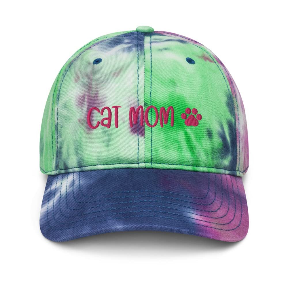 Cat mom hat, Pink Embroidered hat, cat mom Gifts for Women, cat mom Hats for Women, Tie dye hat.