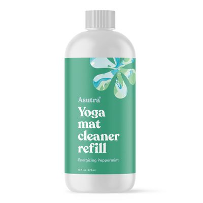 ASUTRA Yoga Mat Cleaner Spray Refill (Energizing Peppermint), 16 fl oz - No Slippery Residue, Organic Essential Oils, Deep-Cleansing for Fitness Gear & Gym Equipment
